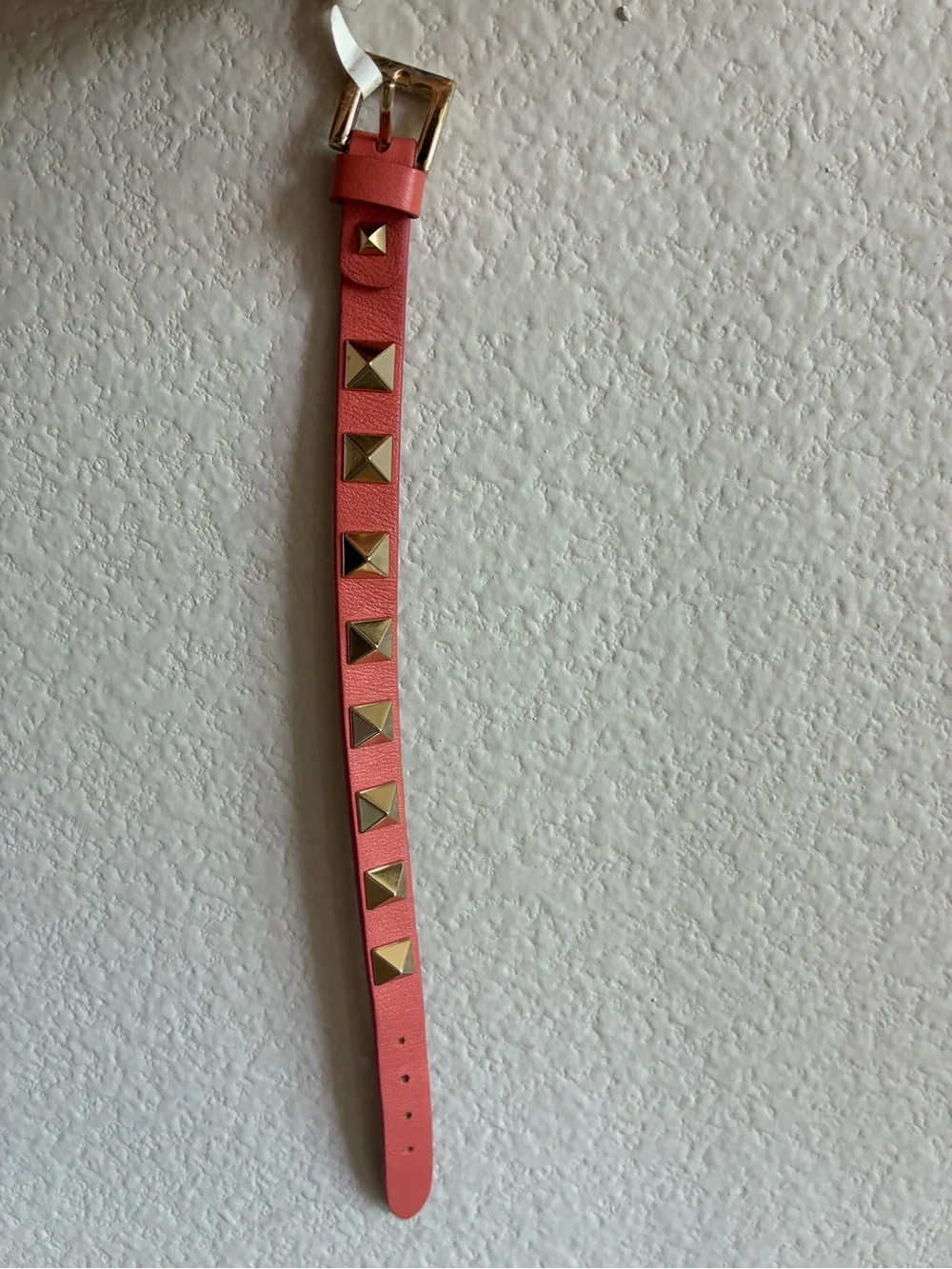 *NWT* Valentino Garavani Rockstud Leather Bracelet - Coral 19cm